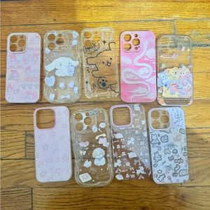 Cute Patterned Phone Cases - Pink and Clear Only IPhone 16pro Can Use